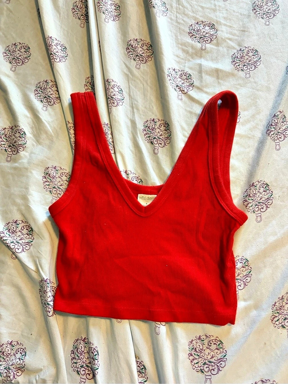 Wild Fable Ribbed Crop Tank Top Red Size Small